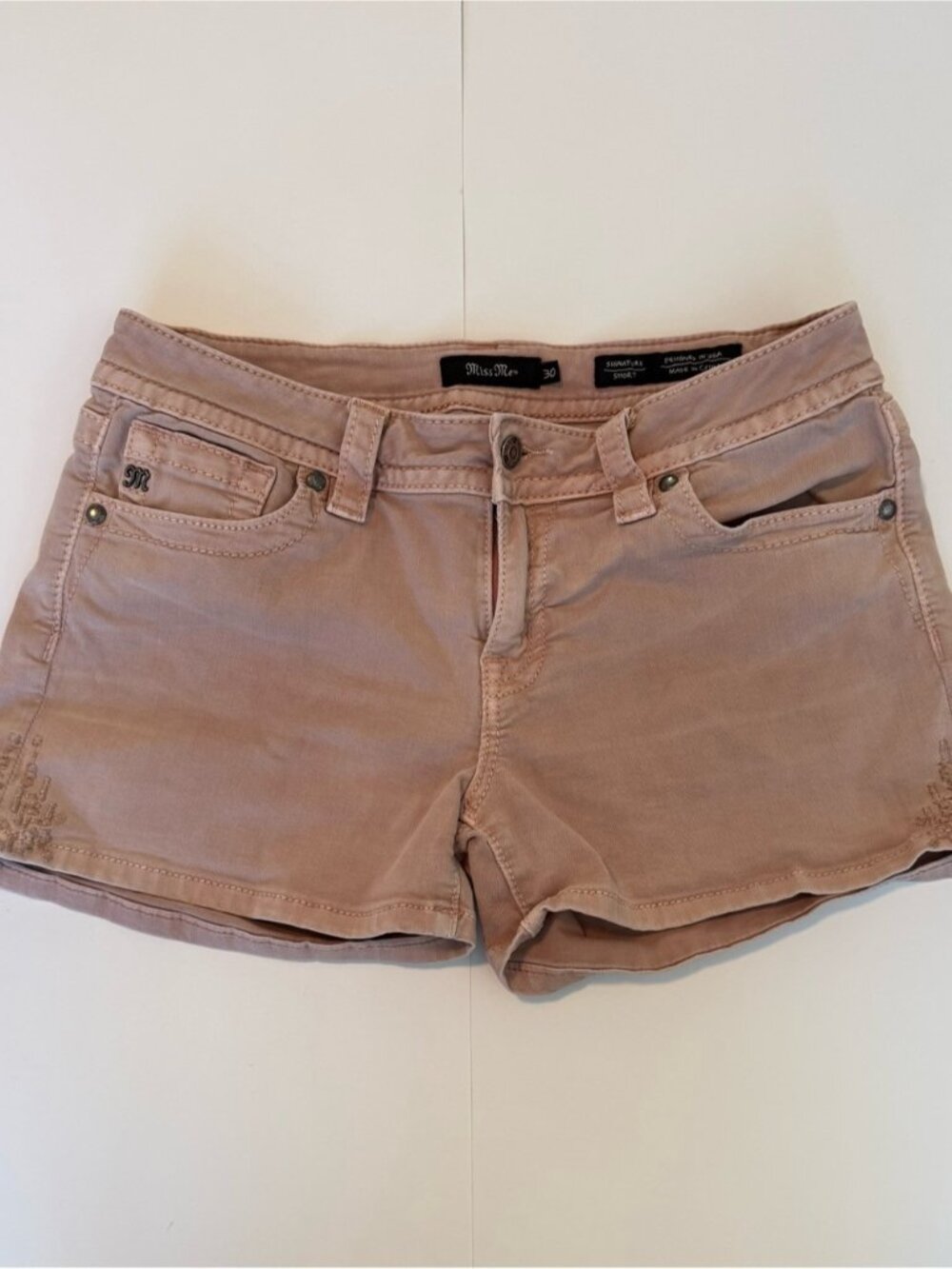 Miss Me Pink Low-Rise Denim Shorts